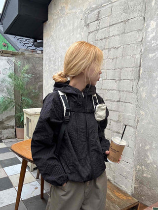 Basic Check Windbreaker Hooded Jumper