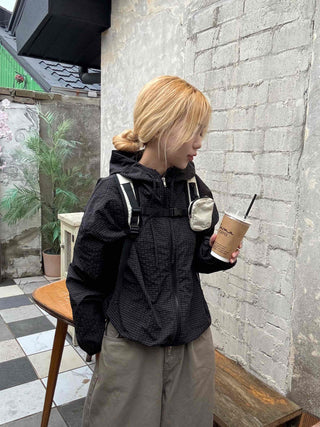 Basic Check Windbreaker Hooded Jumper