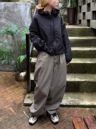 Basic Check Windbreaker Hooded Jumper