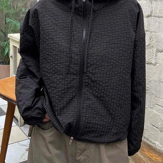 Basic Check Windbreaker Hooded Jumper