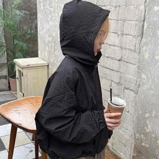 Basic Check Windbreaker Hooded Jumper