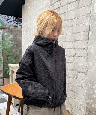 Basic Check Windbreaker Hooded Jumper