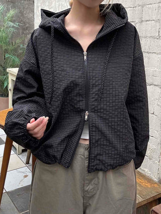 Basic Check Windbreaker Hooded Jumper
