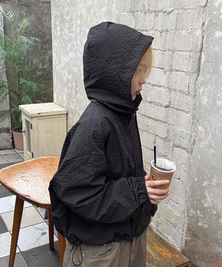 Basic Check Windbreaker Hooded Jumper