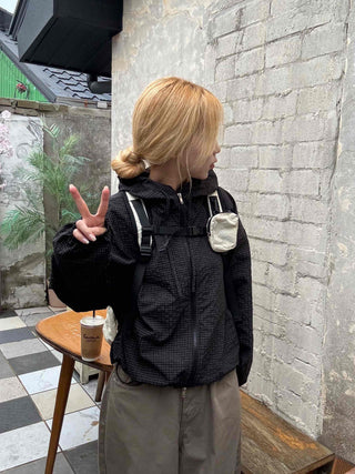 Basic Check Windbreaker Hooded Jumper