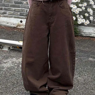 Pocket Wide Balloon Fit Cotton Long Pants