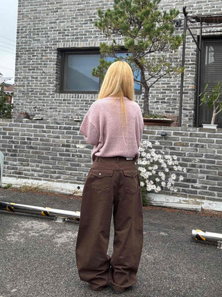 Pocket Wide Balloon Fit Cotton Long Pants