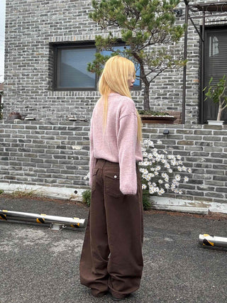 Pocket Wide Balloon Fit Cotton Long Pants