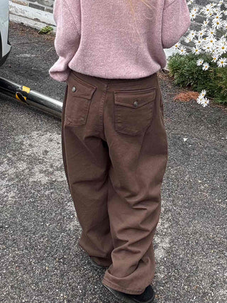 Pocket Wide Balloon Fit Cotton Long Pants
