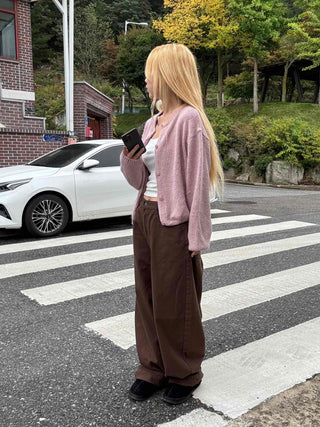 Pocket Wide Balloon Fit Cotton Long Pants