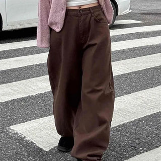 Pocket Wide Balloon Fit Cotton Long Pants