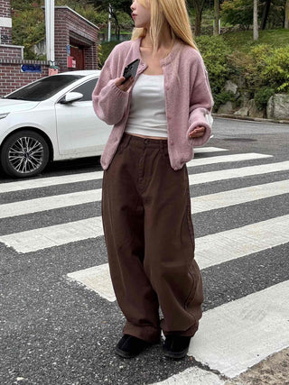 Pocket Wide Balloon Fit Cotton Long Pants