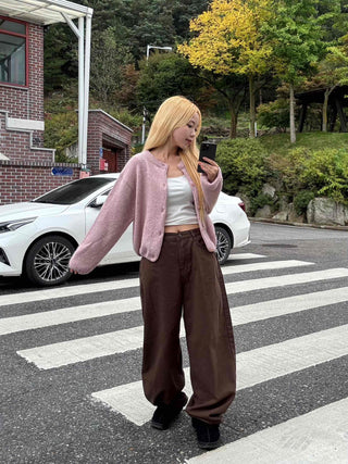 Pocket Wide Balloon Fit Cotton Long Pants