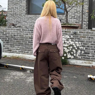 Pocket Wide Balloon Fit Cotton Long Pants
