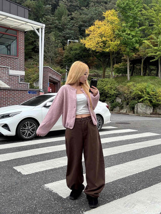 Pocket Wide Balloon Fit Cotton Long Pants