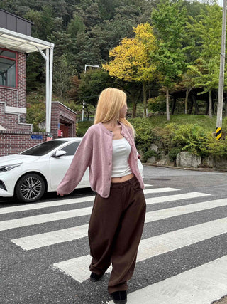 Pocket Wide Balloon Fit Cotton Long Pants