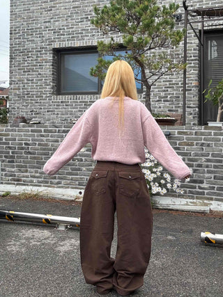 Pocket Wide Balloon Fit Cotton Long Pants