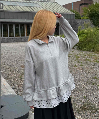 Daily Dot Frill Half-Zip Sweatshirt
