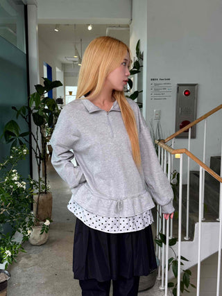 Daily Dot Frill Half-Zip Sweatshirt