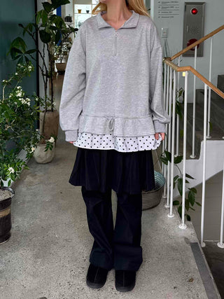 Daily Dot Frill Half-Zip Sweatshirt