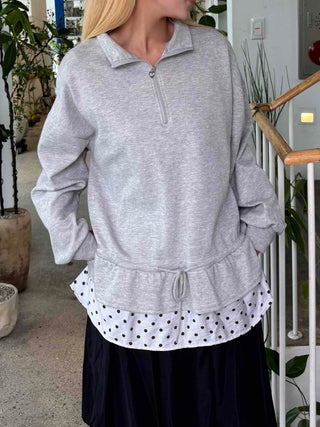 Daily Dot Frill Half-Zip Sweatshirt
