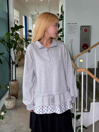 Daily Dot Frill Half-Zip Sweatshirt