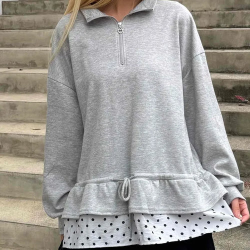 Daily Dot Frill Half-Zip Sweatshirt