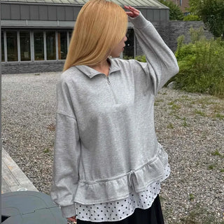 Daily Dot Frill Half-Zip Sweatshirt