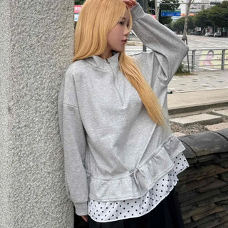 Daily Dot Frill Half-Zip Sweatshirt
