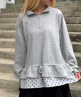 Daily Dot Frill Half-Zip Sweatshirt
