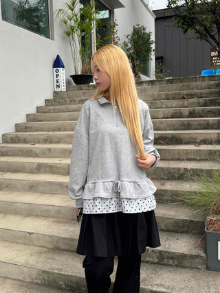 Daily Dot Frill Half-Zip Sweatshirt