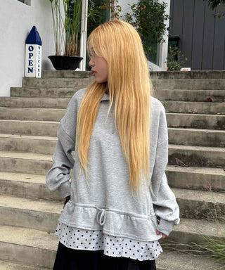 Daily Dot Frill Half-Zip Sweatshirt