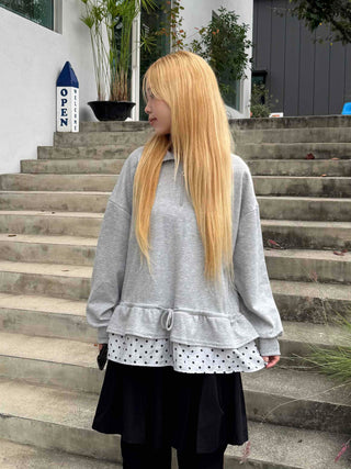 Daily Dot Frill Half-Zip Sweatshirt
