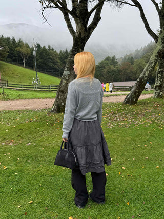 Casual Semi-Crop Round Neck Cardigan