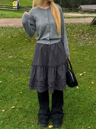 Casual Semi-Crop Round Neck Cardigan