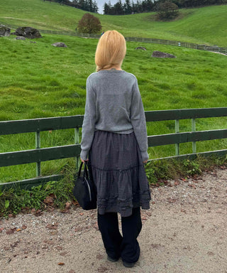 Casual Semi-Crop Round Neck Cardigan