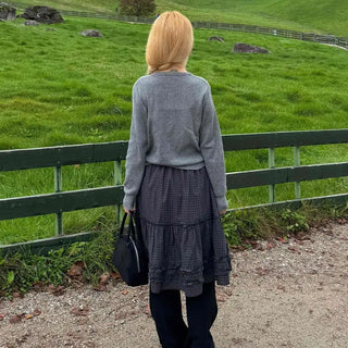 Casual Semi-Crop Round Neck Cardigan