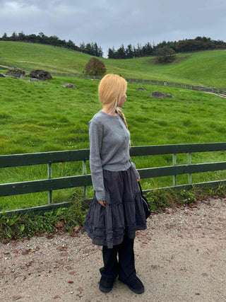 Casual Semi-Crop Round Neck Cardigan