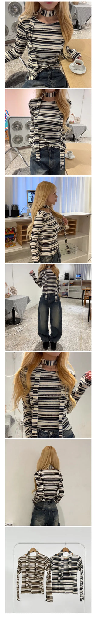 Koren Striped Knit Scarf Set