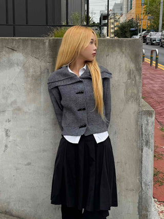Minimal Off-Shoulder Plain Knit Cardigan