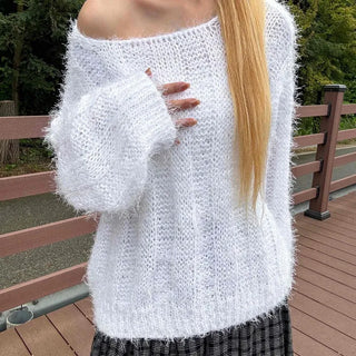 Basic Feather Off-Shoulder Knit
