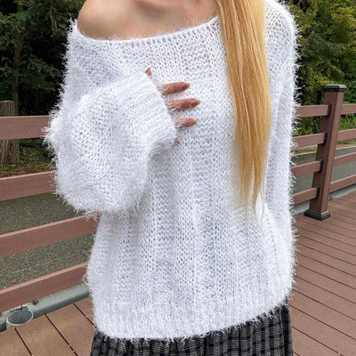 Basic Feather Off-Shoulder Knit
