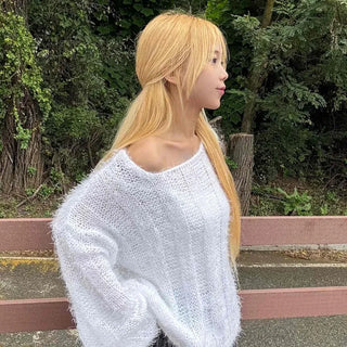 Basic Feather Off-Shoulder Knit