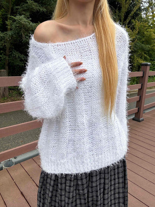 Basic Feather Off-Shoulder Knit