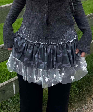 Camo Dot Pleated Mini Skirt