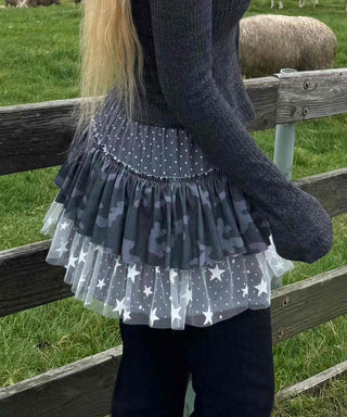 Camo Dot Pleated Mini Skirt