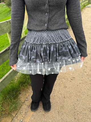 Camo Dot Pleated Mini Skirt