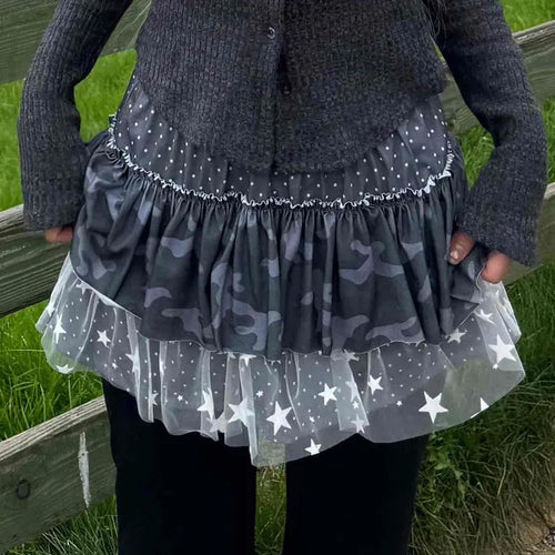 Camo Dot Pleated Mini Skirt