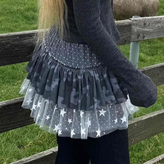 Camo Dot Pleated Mini Skirt