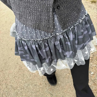 Camo Dot Pleated Mini Skirt